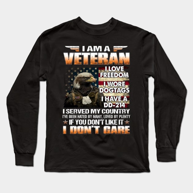 I Am A Veteran I Love Freedom I Wore Dogtags I Have A DD-214 Long Sleeve T-Shirt by Marcelo Nimtz